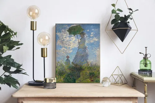 Vista 4 de Wieco Art Mujer con un parasol Madame Monet y su hijo Impresiones en lienzo Arte de pared de Claude Monet famosas pinturas al óleo clásicas