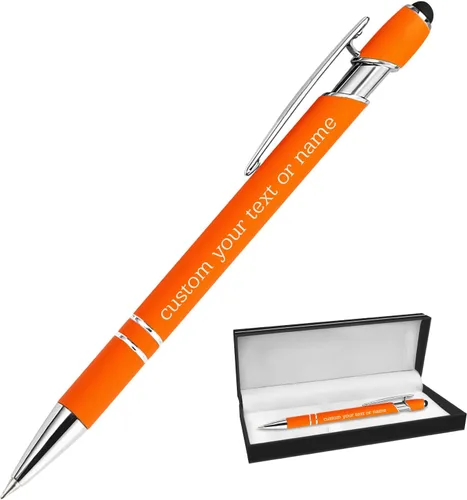 Vista 32 de Bolígrafos personalizados con nombre a granel, juego de bolígrafos personalizados, lápiz capacitivo grabado, logotipo, texto, regalo para negocios