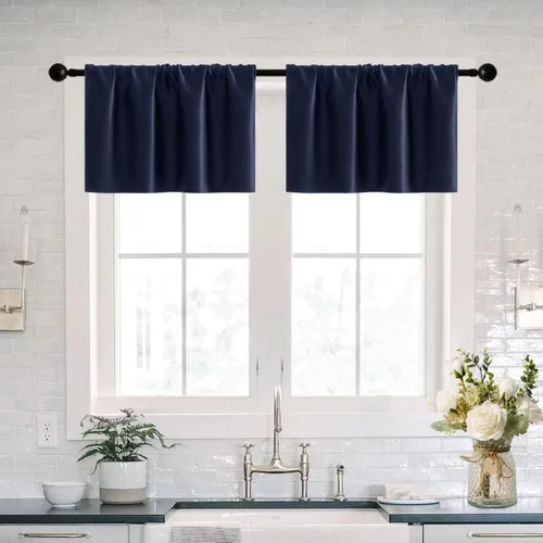 Vista 30 de XTMYI Cortinas pequeñas para ventana de sótano, cenefas opacas para oscurecer la habitación para sala de estar, juego de 2 unidades, beige natural