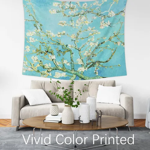 Vista 3 de Berkin Arts Vincent Van Gogh - Tapiz decorativo para colgar en la pared, tela de poliéster de alta calidad, maximalismo, árbol de hojas verde