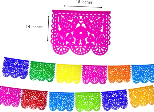 Vista 3 de Pancartas de fiesta mexicana – Cartel grande de papel picado – Decoraciones de fiesta de cumpleaños mexicana, suministros de fiesta para el Cinco