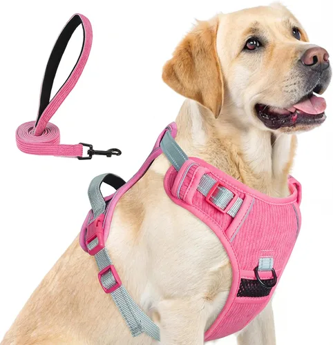 Vista 19 de BEAUTYZOO Arnés para perro sin tirones pequeño, juego de arnés y correa ajustable para perro - Fácil de usar con 3 hebillas/mango de control, arnés