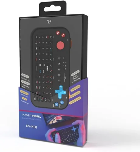 Vista 5 de Teclado de bolsillo Bluetooth con mouse Jog y audio, negro, control remoto inalámbrico compatible con teléfono inteligente, portátil, tableta