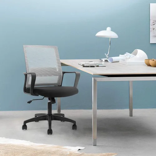 Vista 2 de HGS Silla ergonómica para computadora, silla de oficina, sillas de escritorio de malla, silla giratoria barata con ruedas, altura ajustable con Gris