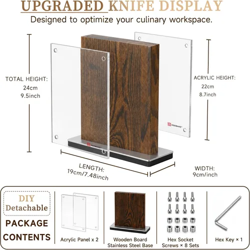 Vista 5 de KEEMAKE Magnetic Kitchen Knife Block Holder with Acrylic Shield