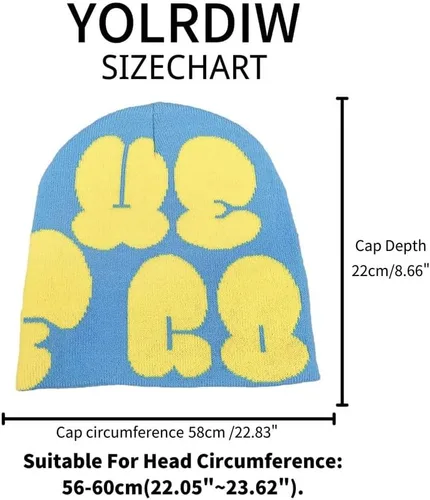 Vista 4 de Gorro unisex con letra Y2k con gráfico de letras cálidas para invierno