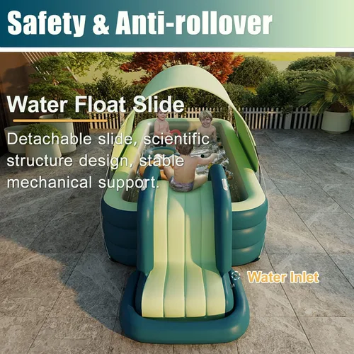 Vista 4 de YUEWO Piscina inflable con dosel sobre el suelo, piscina portátil para adultos, piscina inflable para jardín familiar y patio trasero