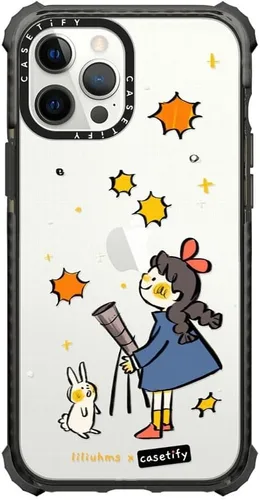 Vista 19 de CASETiFY Funda Ultra Impact para iPhone 12 Pro Max - Adhesivo Aries Moross, color negro transparente
