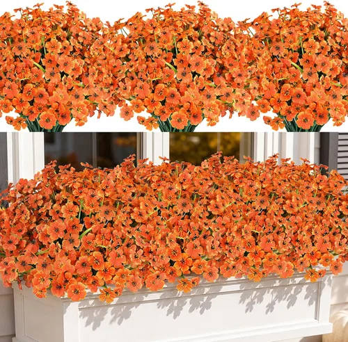 Vista 11 de AmyHomie 20 paquetes de flores artificiales para exteriores, resistentes a los rayos ultravioleta, no se decoloran, plantas de plástico, decoración
