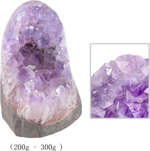 Vista 13 de SUNYIK - Racimo de amatista natural, piedra preciosa en bruto curativa con puntas de cristales, drusa de cuarzo, geoda de mineral, esfera