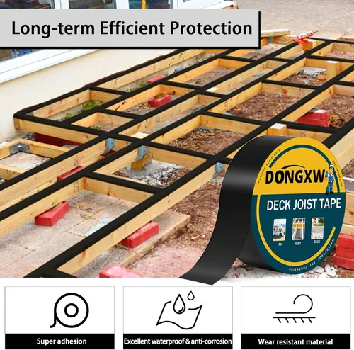 Vista 4 de Dongxw Cinta de Vigueta para Terraza 2''×50', Cintas Impermeables de Butilo para Vigas de Terraza, Cinta de Sellado Resistente a la Intemperie