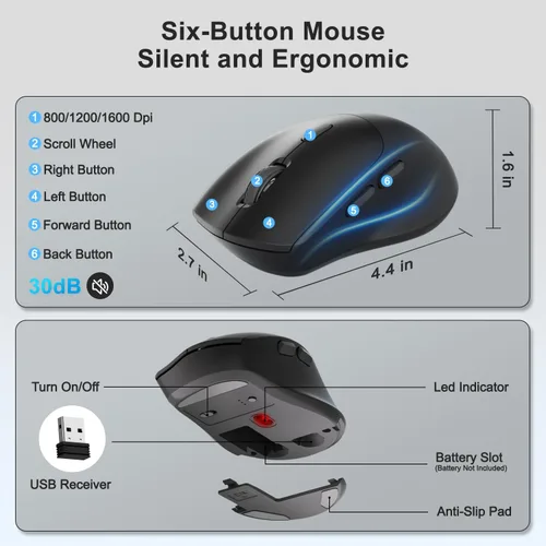 Vista 4 de Combo de teclado y mouse inalámbricos, teclas onduladas de tamaño completo 2.4G, teclado ergonómico con reposamuñecas, soporte para teléfono, mouse