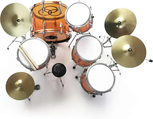 Vista 3 de FanMerch Kit de Batería Led Zeppelin, John Bonham, Tributo Vistalite Transparente Ámbar Mini Kit de Batería Réplica Coleccionable