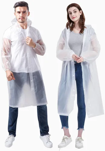 Vista 16 de Rain Ponchos for Adults, Reusable Raincoats for Women and Men - Packable Rain Jackets with Drawstring Hood