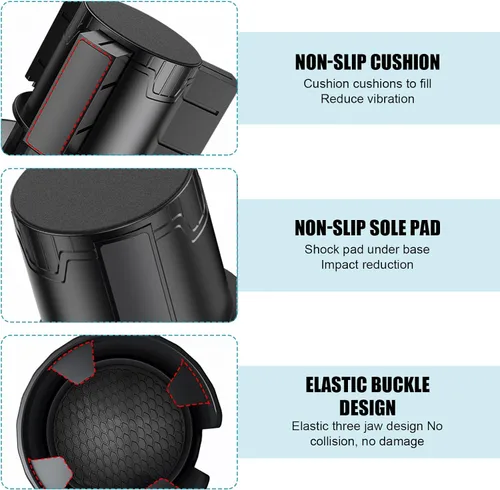 Vista 3 de Extensor de portavasos de automóvil, extensor de soporte para bebidas con base extensible, adaptador multifunción giratorio de 360 grados