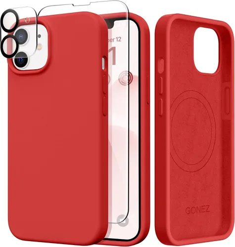 Vista 120 de GONEZ Funda magnética para iPhone 14, compatible con Magsafe, con protector de pantalla + protector de cámara, forro de microfibra antiarañazos