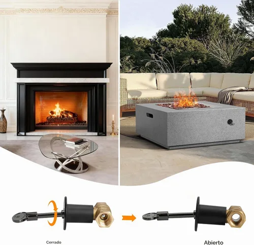 Vista 5 de Skyflame Kit de válvula de llave de gas recta de 1/2 pulgada, negro plano Para chimenea de hoguera, con brida, llave de 3 pulgadas