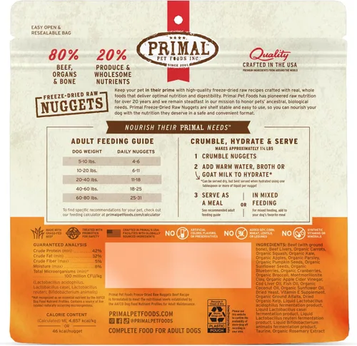 Vista 8 de Primal - Nuggets de alimento crudo liofilizado para perros, res, comida completa y balanceada, también se puede utilizar como complemento o premio