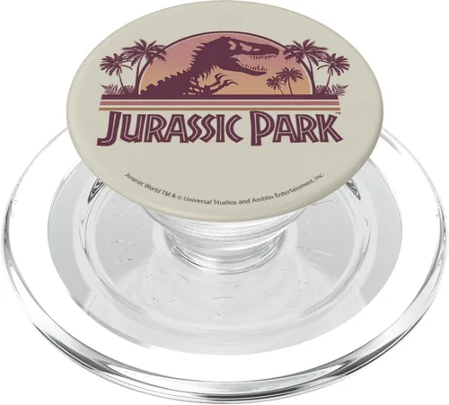 Vista 8 de Jurassic Park Vintage Sunset Scene Rex And Palms - PopSockets Grip and Stand for Phones and Tablets, Antiguo