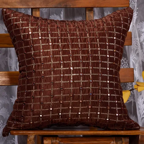 Vista 15 de Juego de 2 almohadas decorativas negras de 12 x 12 pulgadas, fundas de almohada pequeñas de seda para sofá, funda de cojín bordada con lentejuelas