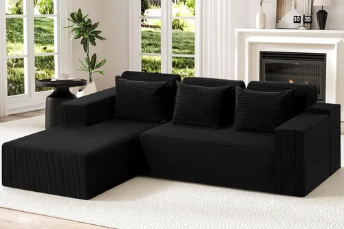 Vista 27 de Homguava - Sillones seccionales modulares para sala de estar, sofá de 101" en forma de nube con chaise en L, cómodo sofá de sala de estar
