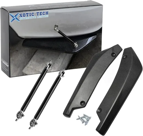 Vista 12 de x xotic tech JDM - Difusor universal para parachoques trasero, divisor de valencia, alerón de alerón, patrón de fibra de carbono con varilla