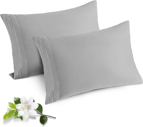 Vista 11 de Horbaunal Paquete de 2 fundas de almohada de microfibra de tamaño estándar, color azul, con cierre de sobre, 1800 hilos, suaves y resistentes al