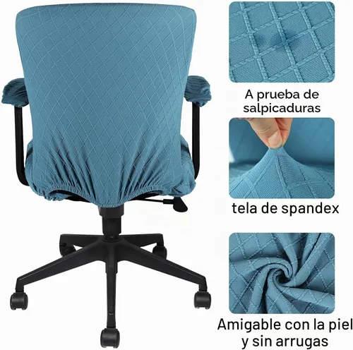 Vista 5 de Tallew Juego de 4 Fundas para Silla de Oficina, Fundas Universales Elásticas para Computadora, Fundas Estiras para Asiento de Silla, Fundas