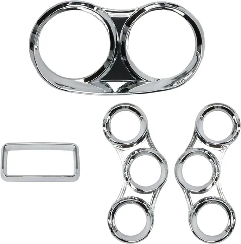 Vista 2 de LOSTAR Kit de cubierta de calibre central, cubiertas de medidor de salpicadero de instrumentos con visera cromada compatible con Peterbilt 379 384