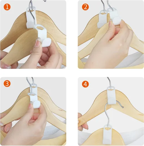 Vista 7 de SLMT Ganchos extensores para colgar ahorros de espacio, 50 unidades, ganchos para colgar ropa, organizador de armario para perchas de plástico