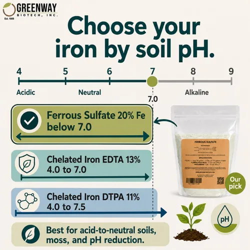 Vista 8 de Greenway Biotech Ferroso Sulfato 20% Fertilizante Fe de Hierro, Soluble en Agua con Azufre para Céspedes, Árboles, Arbustos, Verduras y Plantas