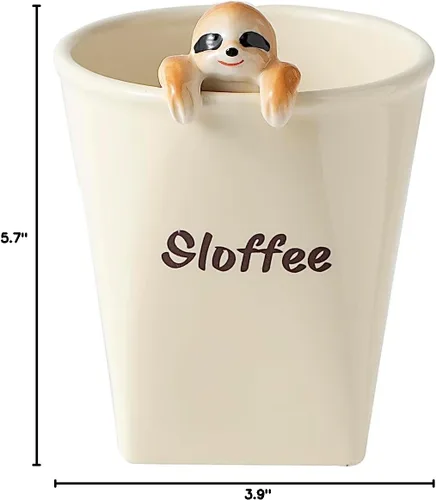 Vista 9 de DIHOclub Taza de cerámica divertida con perezoso 3D para mujeres y hombres, taza de café con diseño de perezoso para regalar a los mejores amigos