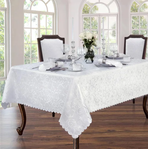 Vista 16 de Newbridge Servilletas de Tela de Damasco Festoneado Portofino para Navidades y Fiestas, Juego de 4, Dorado, Resistente a Arrugas y Manchas, Juego