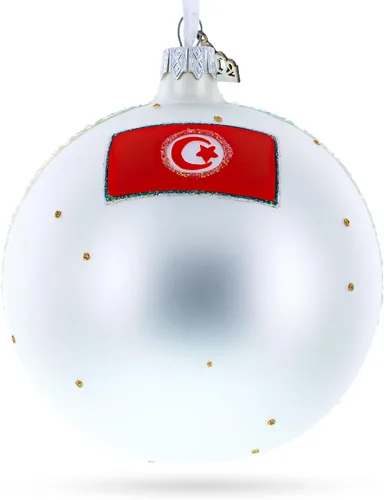 Vista 3 de Beach at Hammamet, adorno navideño de bola de cristal de Túnez, 4 pulgadas