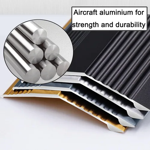 Vista 3 de Tiras autoadhesivas para cubrir el suelo, tira de umbral de transición de piso de aluminio de madera a azulejo, tira de puerta duradera y fácil