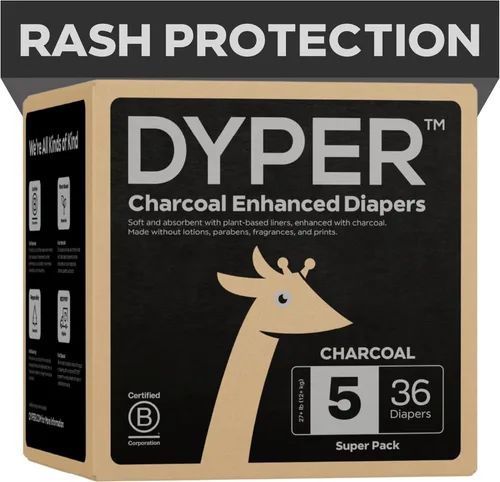 Vista 11 de DYPER - Pañales desechables para bebé de carbón mejorado para día y noche - Hechos con ingredientes a base de plantas* e honestos, hipoalergénicos