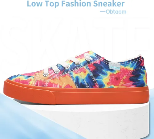 Vista 2 de Obtaom Play Tenis de lona para mujer, sin cordones, a la moda, blanco desgastado y estampado de leopardo