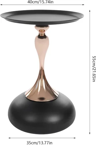 Vista 3 de Simple Modern Round Small Drink Mesa, todo el material del metal - Negro