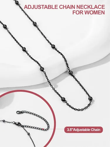 Vista 4 de FOCALOOK Collar de cuentas, gargantilla de doble capa, chapado en oro de 14 quilates, collares bohemios de metal para mujer