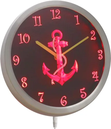 Vista 2 de ADVPRO nc0996-b Reloj de pared LED con letrero de neón náutico para decoración de buques marinos