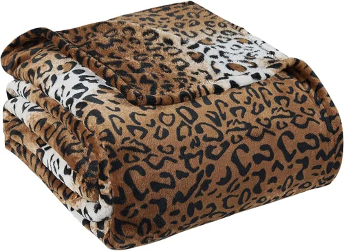 Vista 5 de Home Soft Things Manta de cama estilo safari animal, azul, tamaño individual