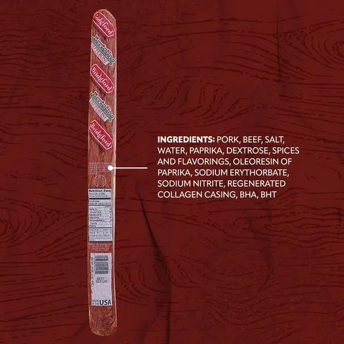 Vista 2 de Bridgford Old World Pepperoni Stick - Paquete de 2 palitos de pepperoni ahumados naturalmente para pizza y sándwiches - Bocadillo keto alto