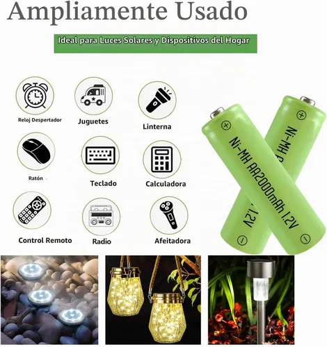 Vista 4 de Paquete de 12 pilas AA de 2000 mAh recargables de alta capacidad