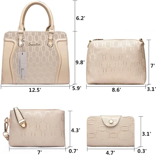 Vista 3 de Bolsos de mano de moda para mujer, bolsa de hombro, asa superior, bolsa de mano, juego de 4 piezas