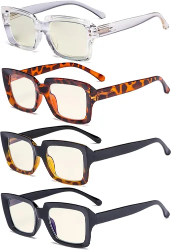 Vista 33 de Eyekepper - Juego de 4 gafas elegantes para mujer, anteojos cuadrados de gran tamaño para mujer