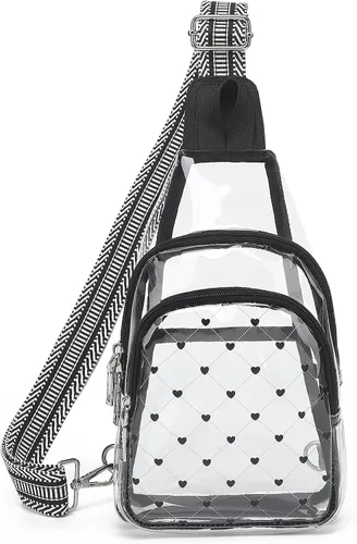 Vista 8 de MUSEVOS Bolso bandolera transparente para eventos en estadios, bolsa cruzada transparente aprobada para estadios, bolsas de conciertos impermeables
