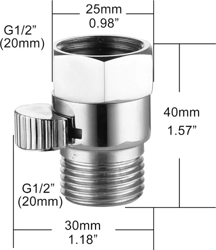Vista 4 de CIENCIA G1/2 "Válvula de cierre de agua, desviador de agua de latón para cabezal de ducha, conector de grifo, AV016