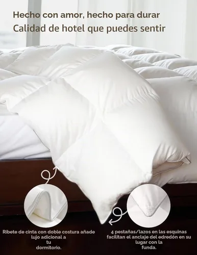 Vista 7 de Edredón de plumas de lujo de hotel tamaño Twin, relleno de edredón de calor medio para todas las estaciones, funda de mezcla de algodón egipcio