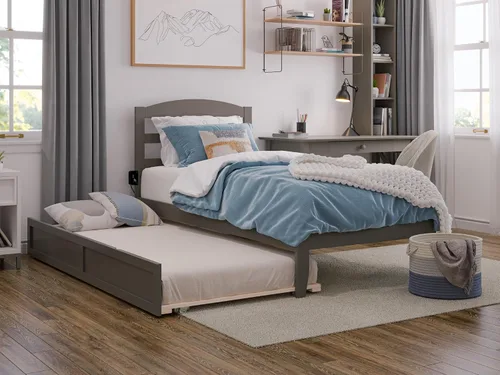 Vista 25 de AFI, Warren - Cama de plataforma matrimonial con cama nido individual, color espresso