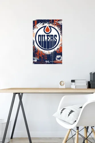 Vista 6 de Trends International NHL Edmonton Oilers - Póster de pared con logotipo Maximalist 23, 14.72 x 22.37 pulgadas, paquete de póster y alfiler de empuje